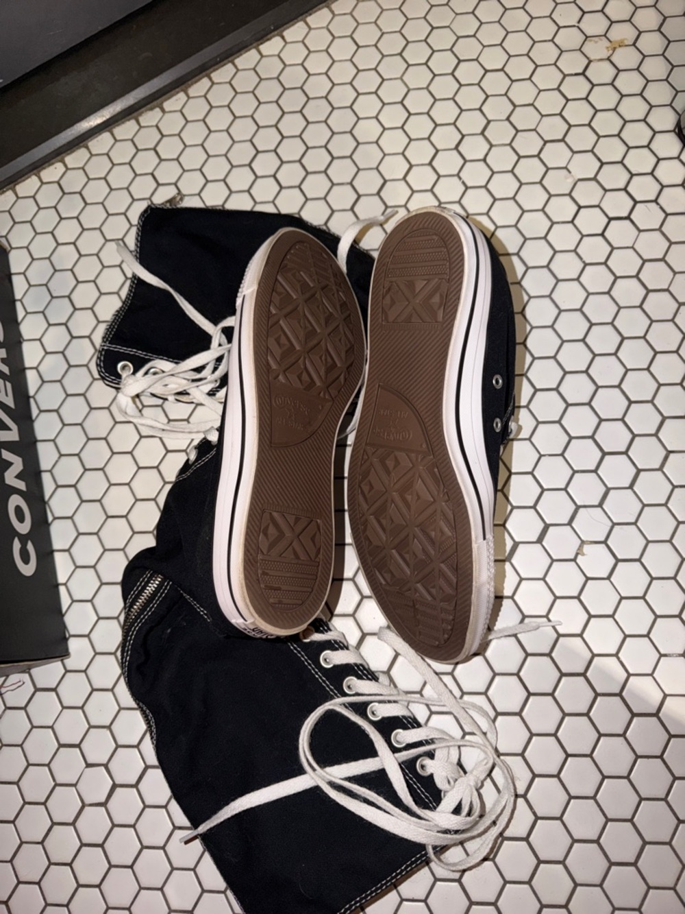 Converse Black & White High-Top Lace-Up Sneakers - Picture 4 of 4